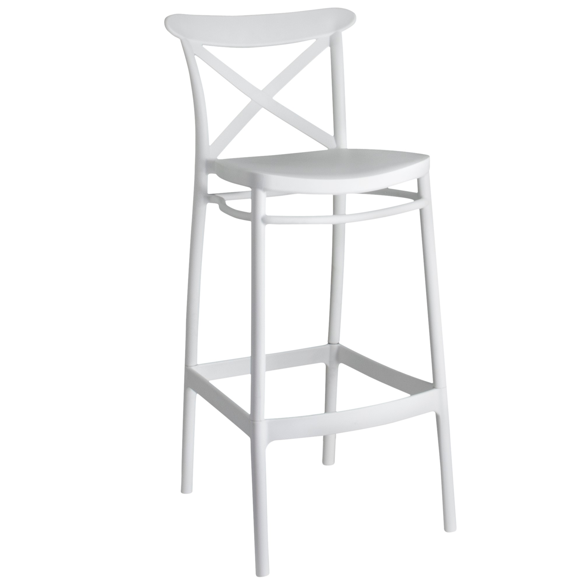 Tall Cross Stool in White