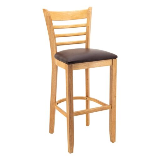 Ladder Back Stool in Oak with Chocolate Cushion