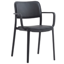 arabella waiting room chair with arms with pu cushion in black