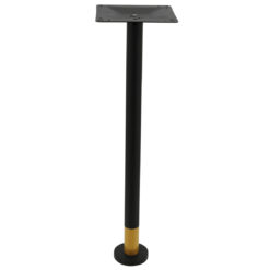 bolt in steel bar table base in black with round gold tip pole