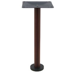 bolt in steel dining table base with round walnut finish pole