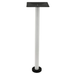 bolt in steel bar table base in gloss white with round pole