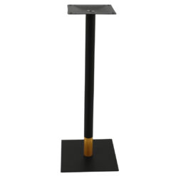 chicago bar table base in matte black with gold tip round pole