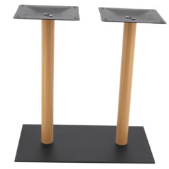 chicago twin dining table base in matte black with round oak finish pole