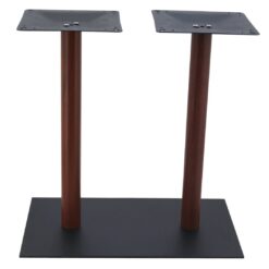 chicago twin dining table base in matte black with round walnut finish pole