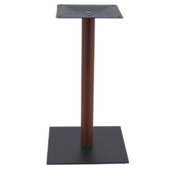 chicago dining table base in matte black with walnut finish round pole