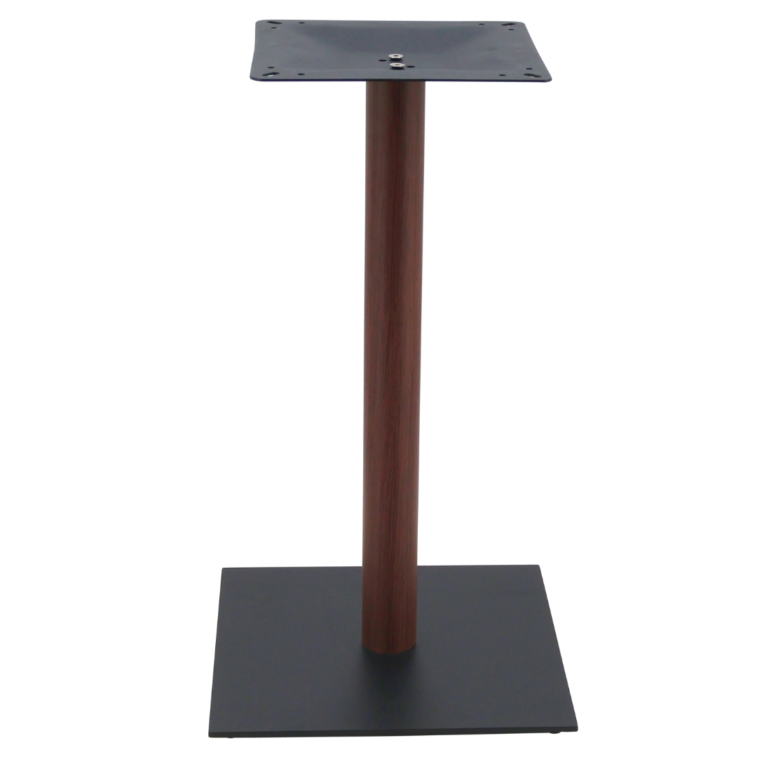 Chicago Dining Table Base in Matte Black with Walnut Finish Round Pole