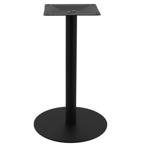 circular steel dining table base in matte black with round pole