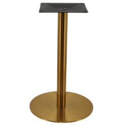circular stainless steel dining table base in gold finish with round pole