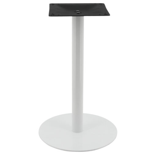 circular steel dining table base in gloss white with round pole (pre order)