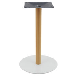 circular steel dining table in gloss white with oak finish pole (pre order)