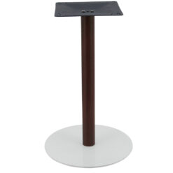 circular steel dining table base in gloss white with walnut finish pole (pre order)