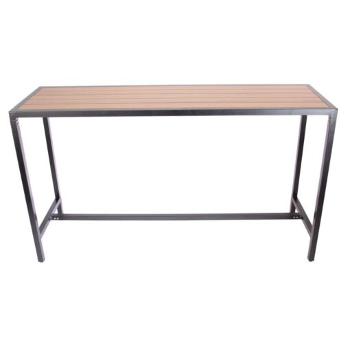 Aluminium Matte Black Bar Bench with Slatted Teak Top