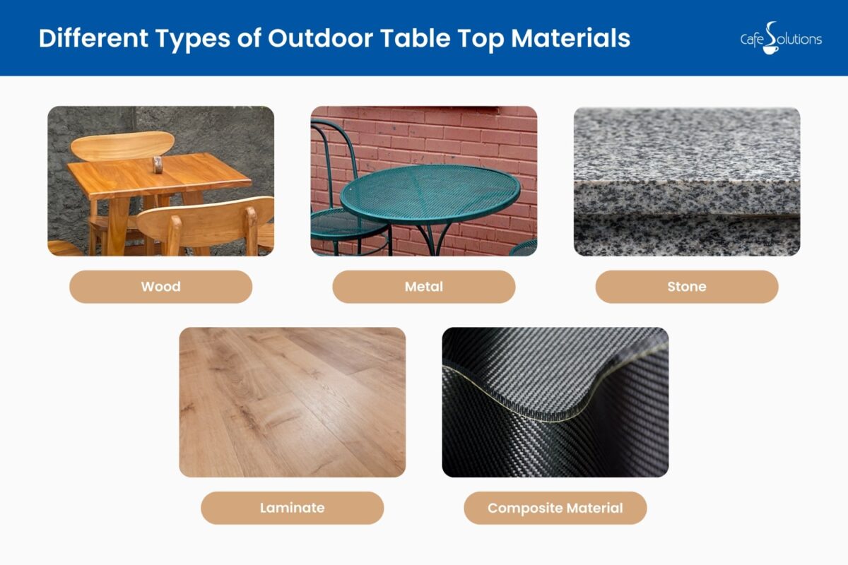different types of outdoor table top materials
