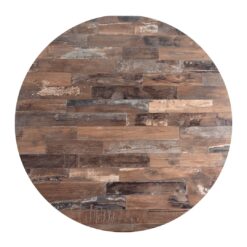 distressed timber look round compact table top