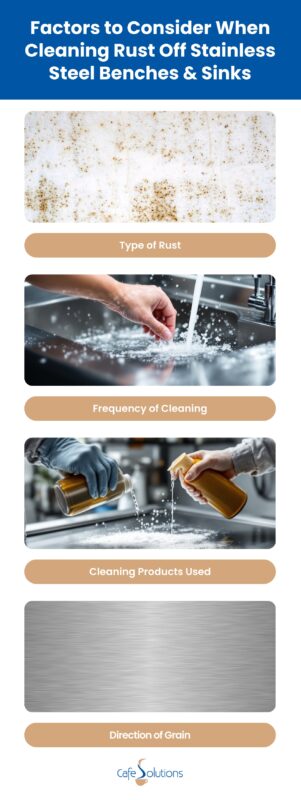 how to clean rust off stainless steel benches & sinks (mobile) factors to consider when cleaning rust off stainless steel benches & sinks