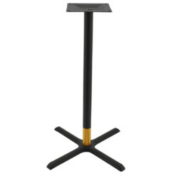 maxwell large bar table base in matte black with gold tip round pole