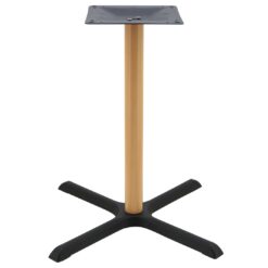 maxwell large dining table base in matte black with oak finish round pole