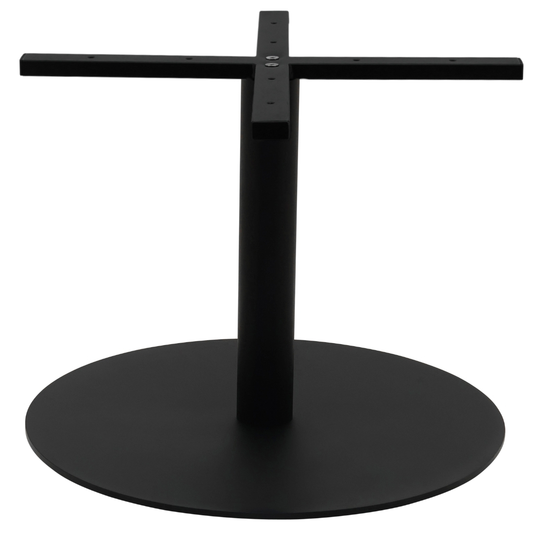 Large Circular Steel Coffee Table Base in Matte Black with Round Pole