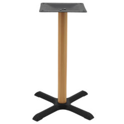 maxwell dining table base in matte black with round oak finish pole