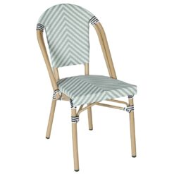 parisian chair in sage texteline v pattern light frame