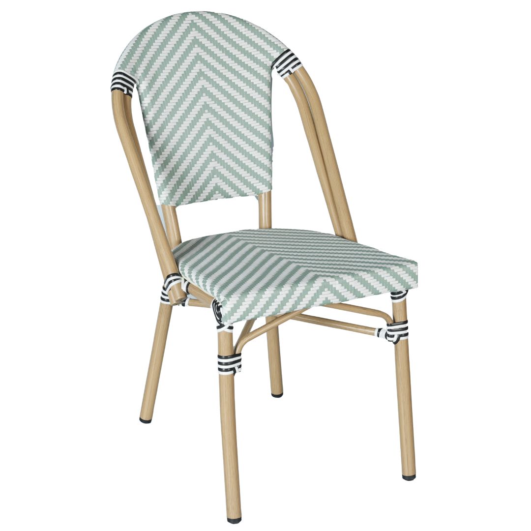 Parisian Chair in Sage Texteline V-Pattern Light Frame