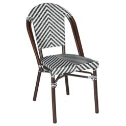 parisian chair in black texteline v pattern dark frame