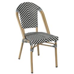 parisian chair in black texteline v pattern light frame