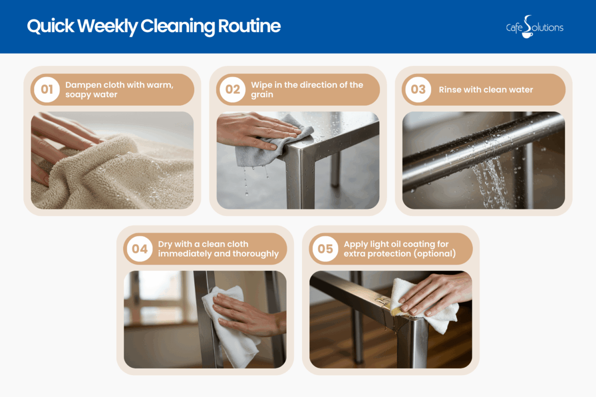 quick weekly cleaning routine - how to clean stainless steel table legs