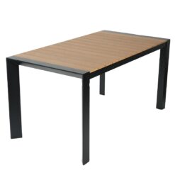teak aluminium & polywood dining table in black 800 x 1500mm (pre order)