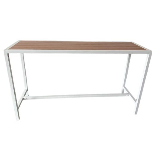 aluminium matte black bar bench with slatted teak top (copy)